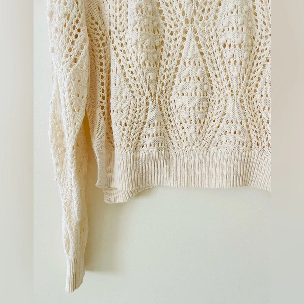 Lucky Brand Cream Open-Knit Sweater